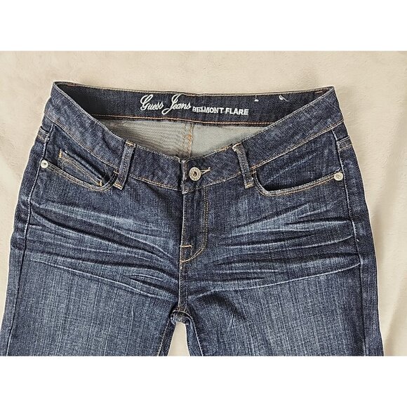 Guess Jeans Belmont Flare Womens 26 Stretch Denim Dark Wash Blue - Picture 2 of 13